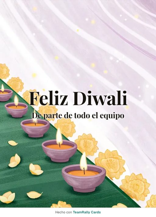 Diwali: tarjeta para colegas, firmada «De parte de todo el equipo»
