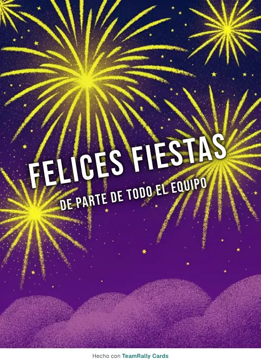 Fiestas de fin de año: tarjeta para colegas con el diseño Noche de fuegos, firmada «De parte de todo el equipo»