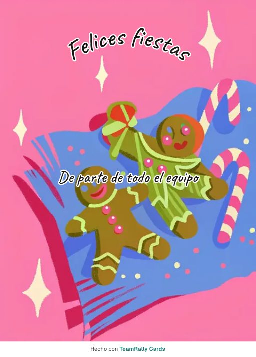 Fiestas de fin de año: tarjeta para colegas con el diseño Galletas de jengibre, firmada «De parte de todo el equipo»