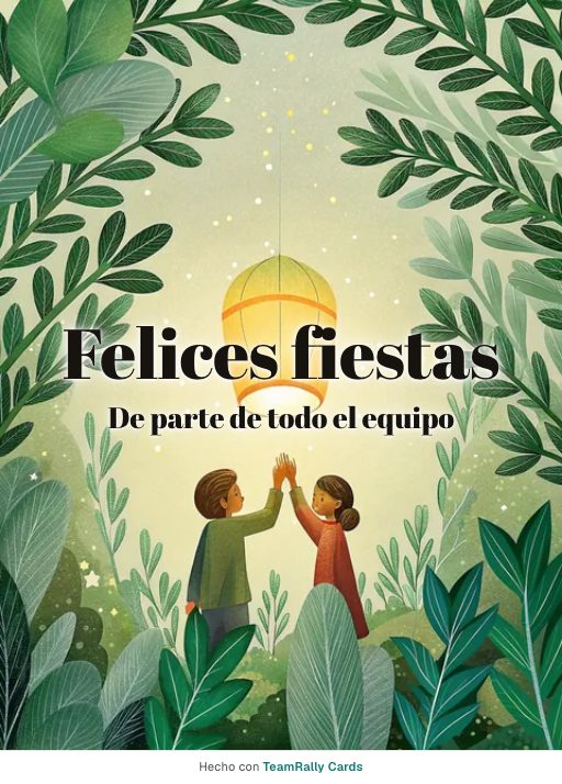Fiestas de fin de año: tarjeta para colegas con el diseño Farolillo de papel, firmada «De parte de todo el equipo»