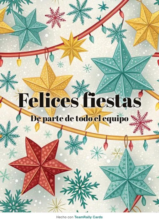 Fiestas de fin de año: tarjeta para colegas con el diseño Estrellas de papel, firmada «De parte de todo el equipo»