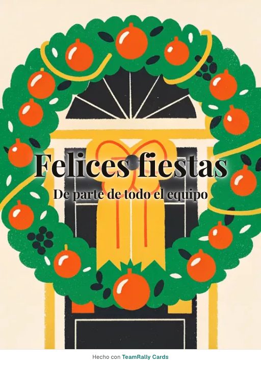 Fiestas de fin de año: tarjeta para colegas con el diseño Corona navideña, firmada «De parte de todo el equipo»