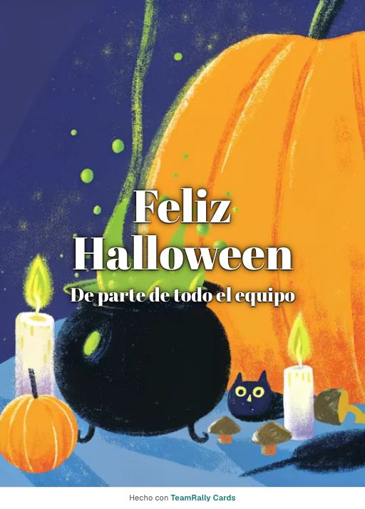 Halloween: tarjeta para colegas con el diseño Pócima de bruja, firmada «De parte de todo el equipo»