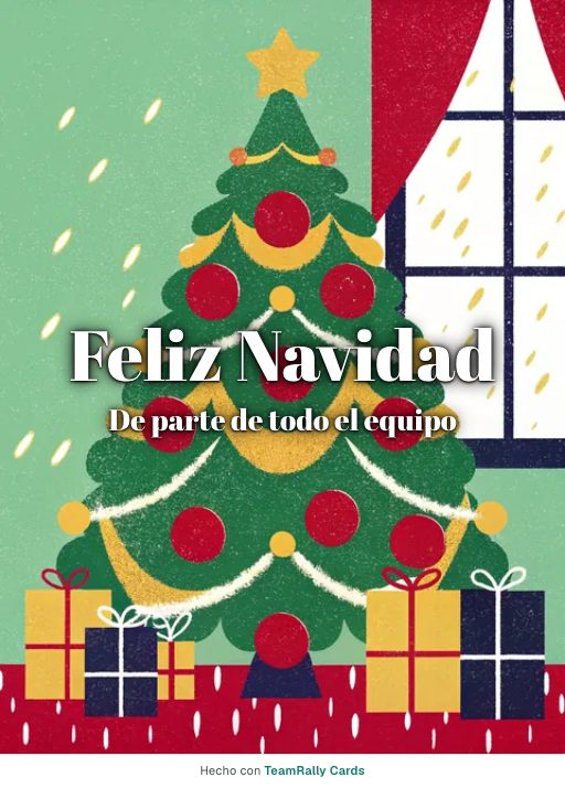 Navidad: tarjeta para colegas con el diseño Árbol de Navidad, firmada «De parte de todo el equipo»