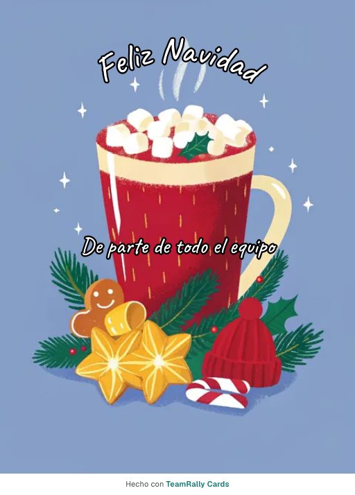 Navidad: tarjeta para colegas con el diseño Chocolate caliente, firmada «De parte de todo el equipo»