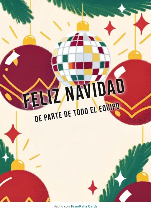 Navidad: tarjeta para colegas con el diseño Navidad disco, firmada «De parte de todo el equipo»
