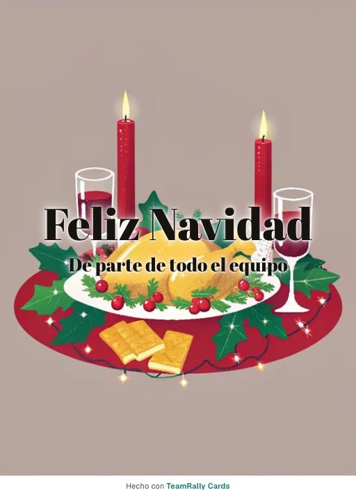 Navidad: tarjeta para colegas con el diseño Cena de Navidad, firmada «De parte de todo el equipo»