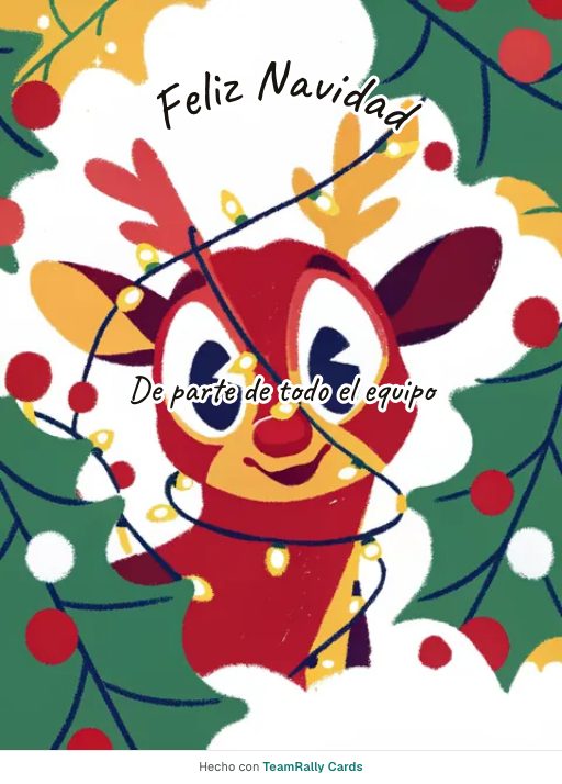Navidad: tarjeta para colegas con el diseño Reno enredado, firmada «De parte de todo el equipo»