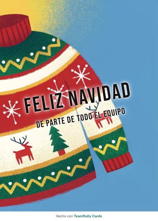 Navidad: tarjeta para colegas con el diseño Jersey hortera, firmada «De parte de todo el equipo»