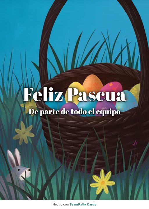 Pascua: tarjeta para colegas, firmada «De parte de todo el equipo»