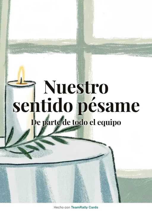 Condolencias: tarjeta para colegas con el diseño Vela, firmada «De parte de todo el equipo»