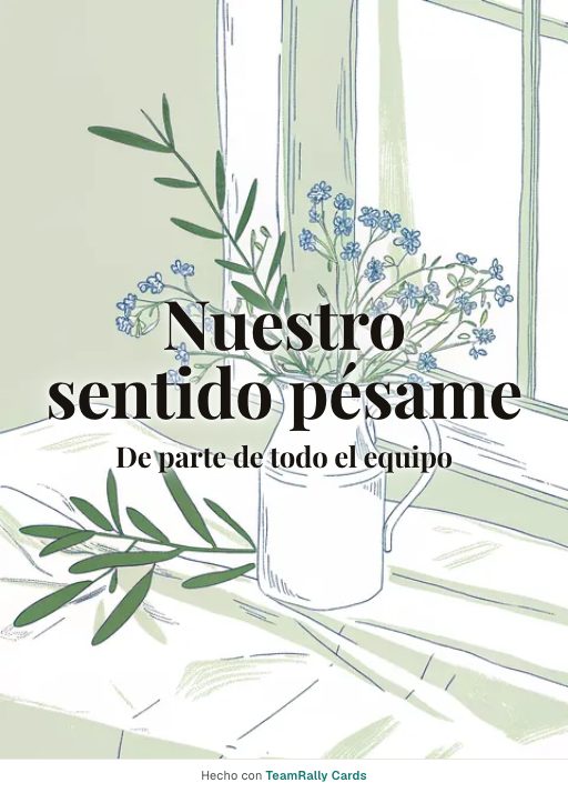 Condolencias: tarjeta para colegas con el diseño Nomeolvides, firmada «De parte de todo el equipo»