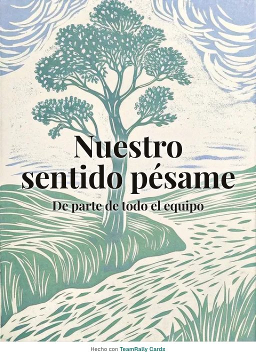 Condolencias: tarjeta para colegas con el diseño Árbol solitario, firmada «De parte de todo el equipo»