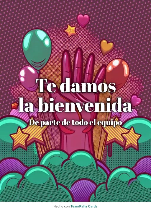 Bienvenida: tarjeta para colegas con el diseño Gran saludo, firmada «De parte de todo el equipo»