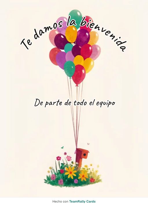 Bienvenida: tarjeta para colegas con el diseño Buzón, firmada «De parte de todo el equipo»