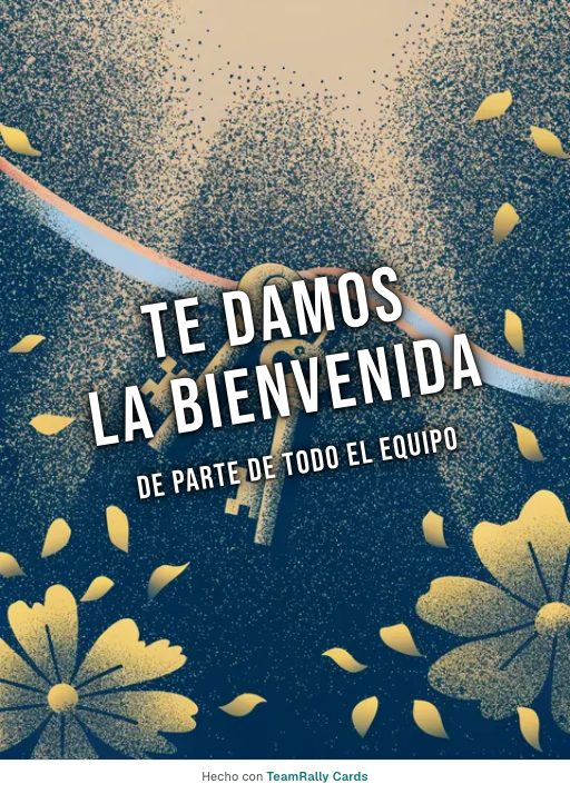 Bienvenida: tarjeta para colegas con el diseño Las llaves, firmada «De parte de todo el equipo»
