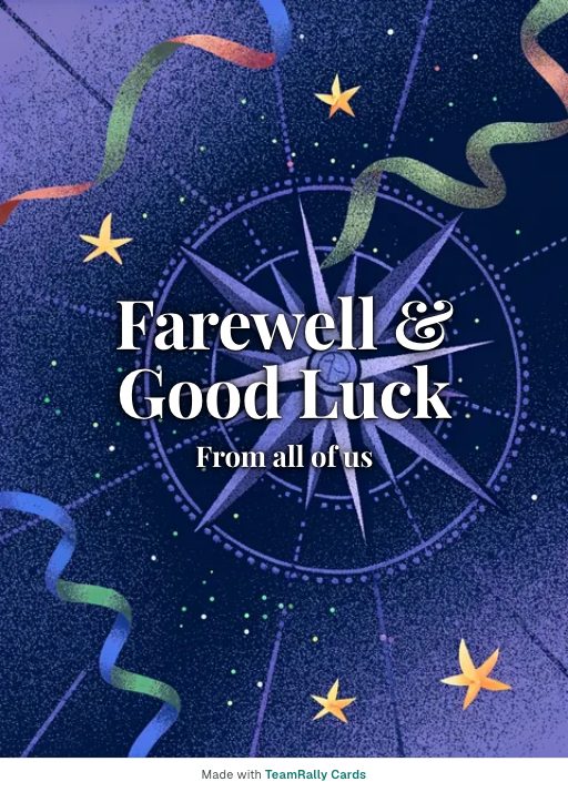Farewell card for coworkers — Compass Rose design, signed “from all of us”