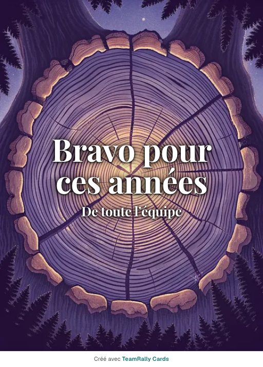 Anniversaire professionnel : carte pour des collègues, modèle Cernes du temps, signée « De toute l’équipe »