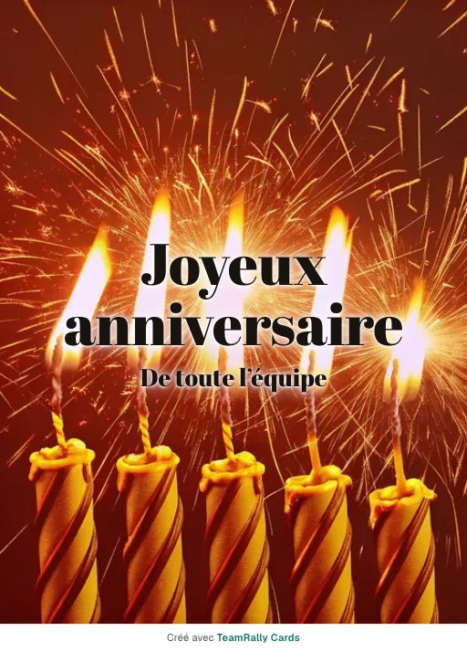 Anniversaire : carte pour des collègues, modèle Bougies, signée « De toute l’équipe »