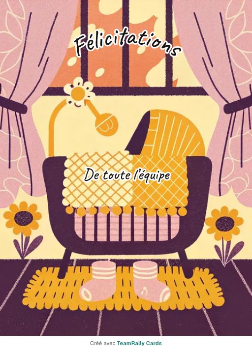 Félicitations : carte pour des collègues, modèle Chaussons, signée « De toute l’équipe »