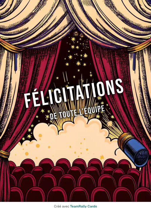 Félicitations : carte pour des collègues, modèle Le bouchon saute, signée « De toute l’équipe »