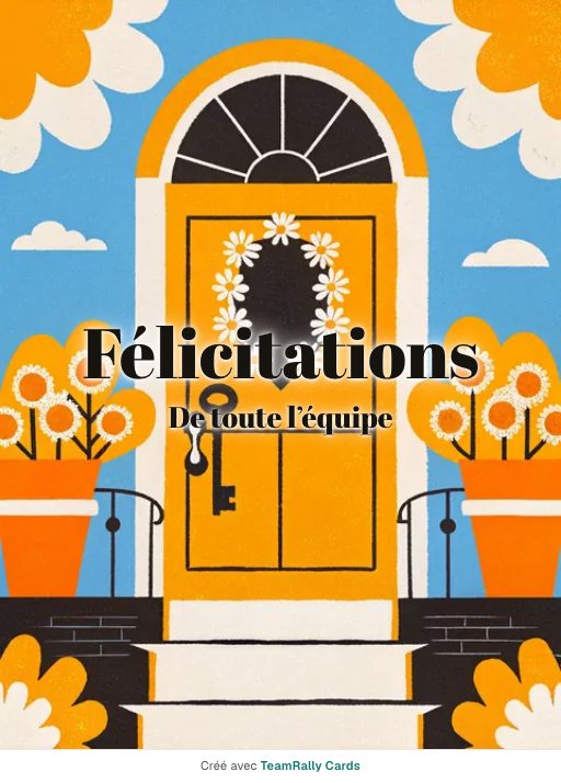 Félicitations : carte pour des collègues, modèle Porte d’entrée, signée « De toute l’équipe »