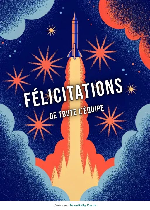 Félicitations : carte pour des collègues, modèle Décollage, signée « De toute l’équipe »