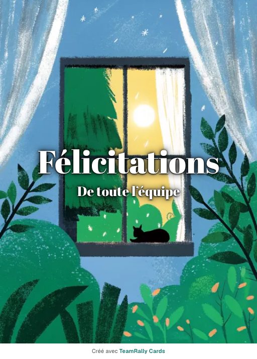 Félicitations : carte pour des collègues, modèle Fenêtre éclairée, signée « De toute l’équipe »