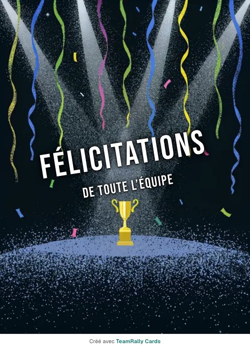 Félicitations : carte pour des collègues, modèle Le trophée, signée « De toute l’équipe »