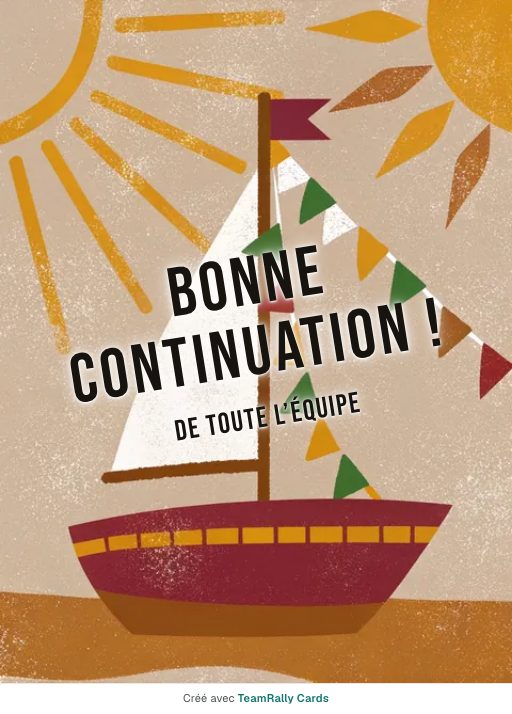 Départ : carte pour des collègues, modèle Bon voyage, signée « De toute l’équipe »