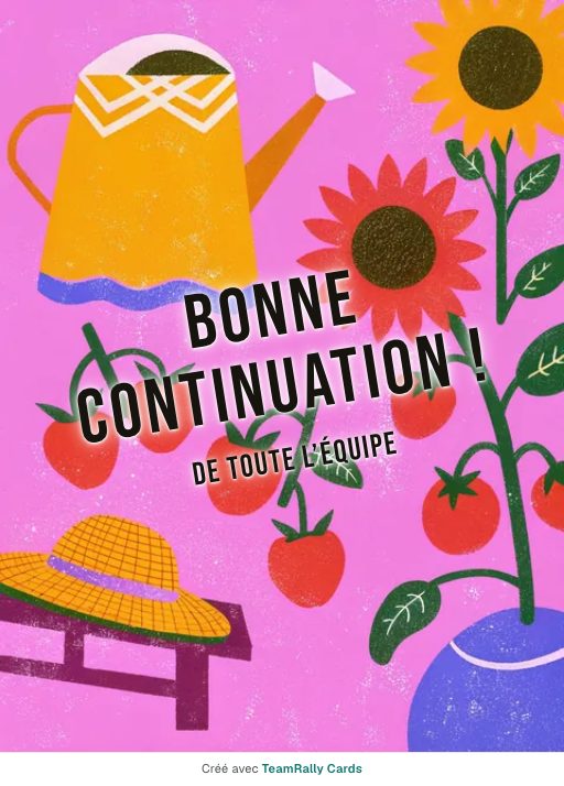 Départ : carte pour des collègues, modèle Potager, signée « De toute l’équipe »