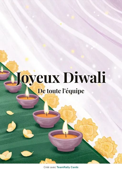 Diwali : carte pour des collègues, signée « De toute l’équipe »