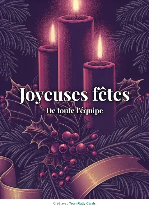 Fêtes de fin d’année : carte pour des collègues, modèle Sapin et bougies, signée « De toute l’équipe »