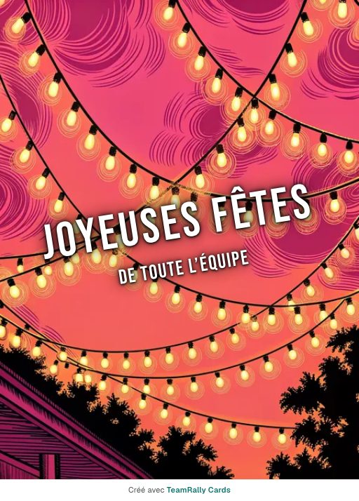 Fêtes de fin d’année : carte pour des collègues, modèle Guirlandes lumineuses, signée « De toute l’équipe »