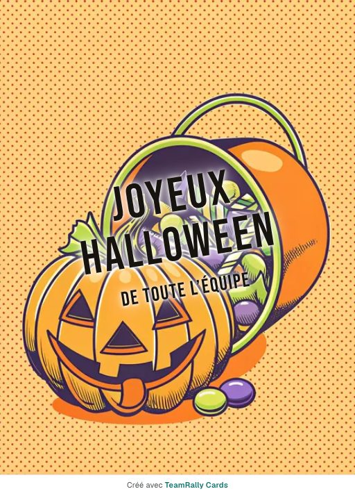 Halloween : carte pour des collègues, modèle Butin de bonbons, signée « De toute l’équipe »