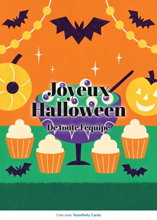 Halloween : carte pour des collègues, modèle Punch de sorcière, signée « De toute l’équipe »