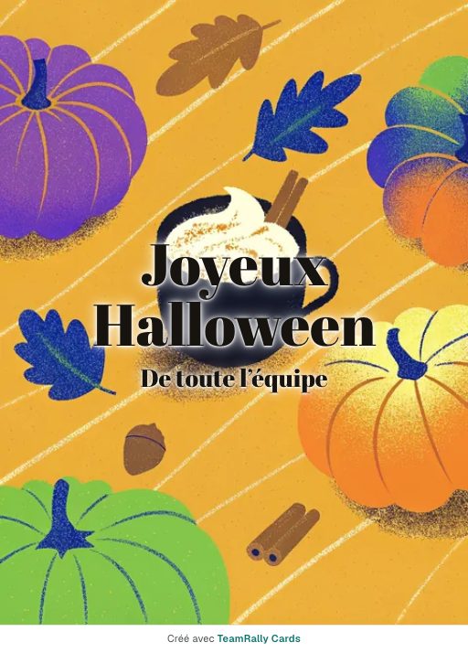 Halloween : carte pour des collègues, modèle Latte d’automne, signée « De toute l’équipe »