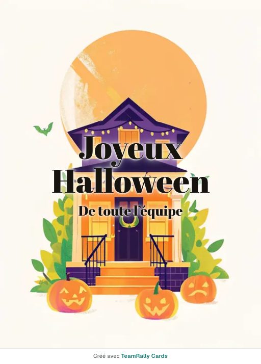 Halloween : carte pour des collègues, modèle Chasse aux bonbons, signée « De toute l’équipe »