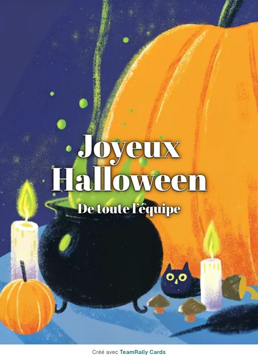Halloween : carte pour des collègues, modèle Potion de sorcière, signée « De toute l’équipe »