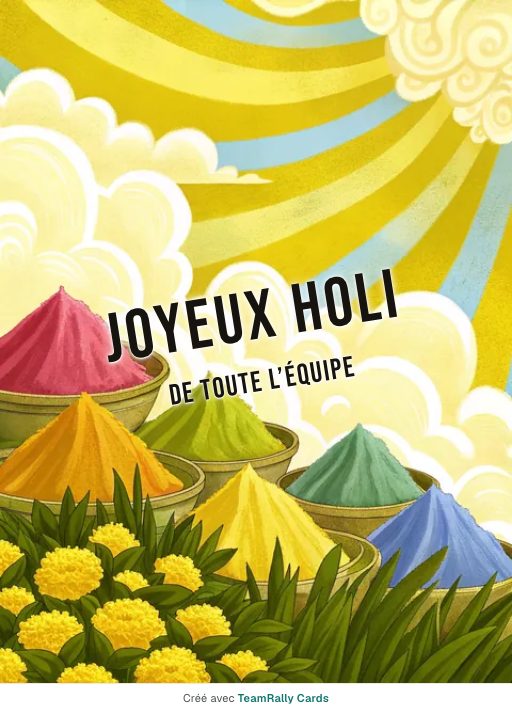 Holi : carte pour des collègues, signée « De toute l’équipe »