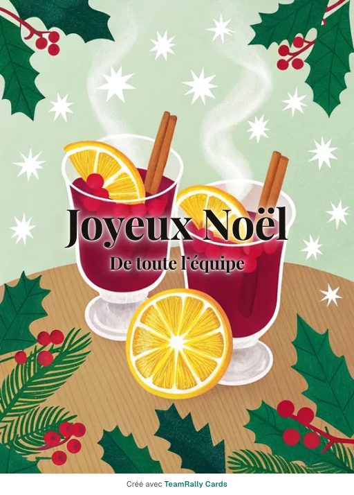 Noël : carte pour des collègues, modèle Vin chaud, signée « De toute l’équipe »