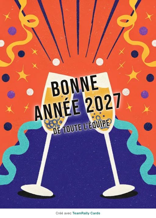 Nouvel An : carte pour des collègues, modèle Le toast, signée « De toute l’équipe »