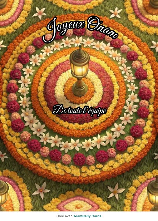 Onam : carte pour des collègues, signée « De toute l’équipe »