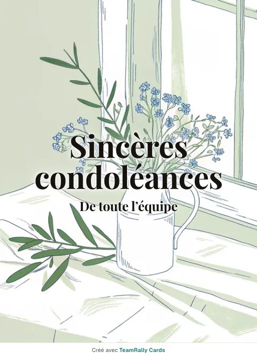 Condoléances : carte pour des collègues, modèle Myosotis, signée « De toute l’équipe »