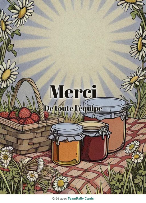 Merci : carte pour des collègues, modèle Pots de miel, signée « De toute l’équipe »