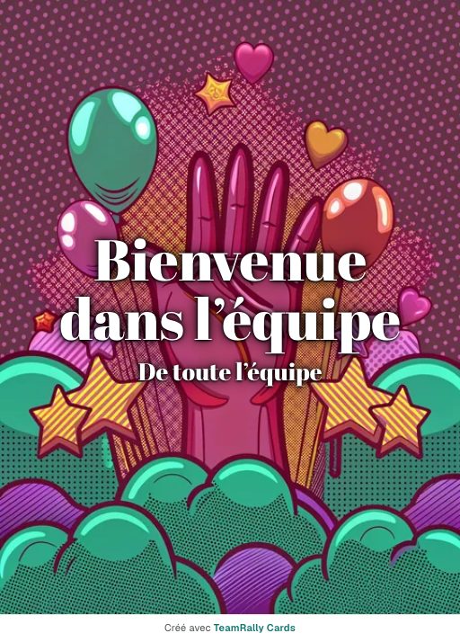 Bienvenue : carte pour des collègues, modèle Grand coucou, signée « De toute l’équipe »