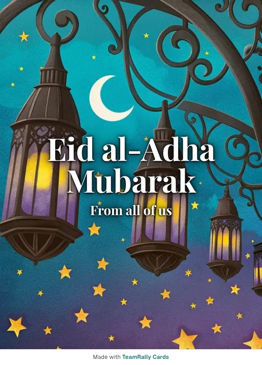 Eid al-Adha card for coworkers, signed “from all of us”