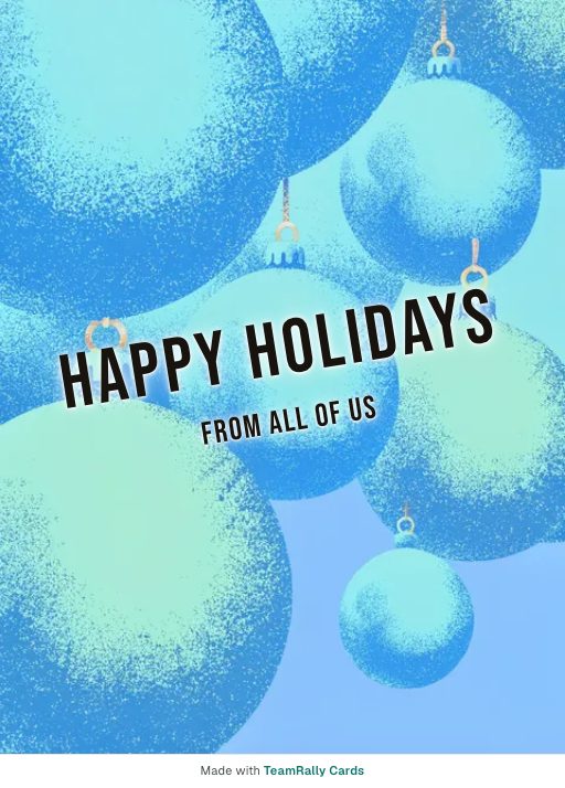 Holidays card for coworkers — Baubles design, signed “from all of us”