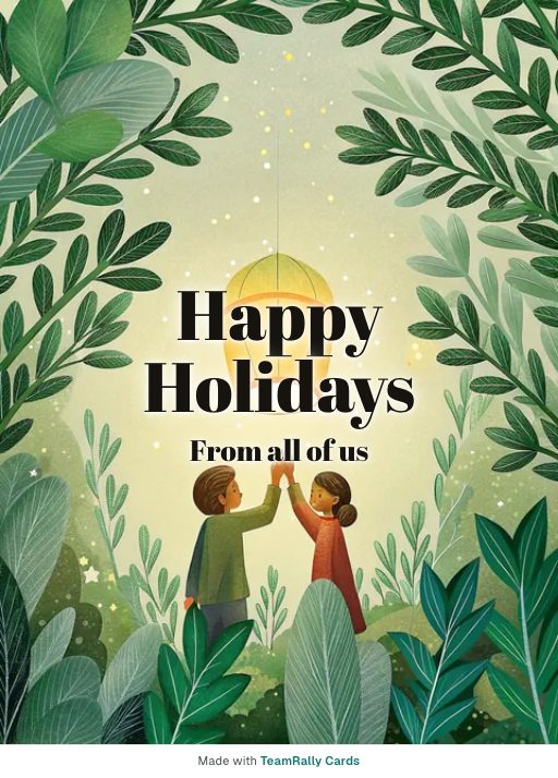 Holidays card for coworkers — Paper Lantern design, signed “from all of us”