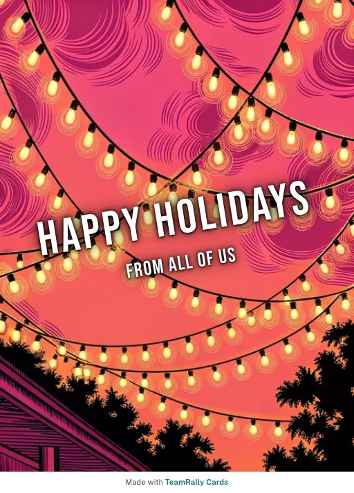 Holidays card for coworkers — String Lights design, signed “from all of us”
